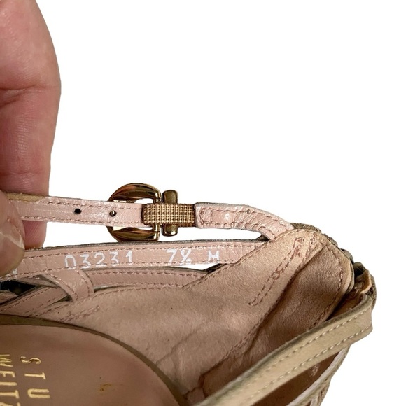 Stuart Weitzman Nuarache Gladiator Sandals Tan Nubuck Leather 7.5 Kitten Heel - Picture 13 of 16